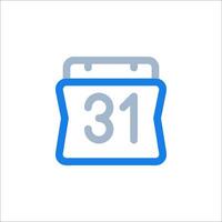 A blue and white calendar icon with the number 31 vector