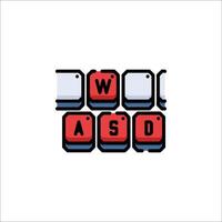 A red and white keyboard with the word wasd vector