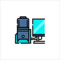 A computer and printer icon on a white background vector