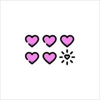 A set of four hearts with a sun in the middle vector