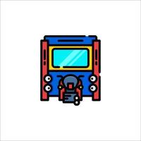 A bus icon with a red and blue color scheme vector