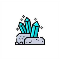 A blue crystal icon with a rock vector
