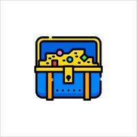 A treasure chest icon with colorful gems inside vector