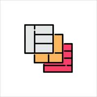 A colorful icon of a stack of paper vector