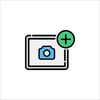 A camera icon with a plus sign on it vector
