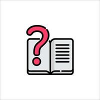 Question mark icon with book on white background vector