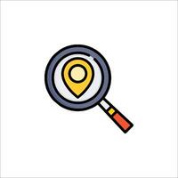 Magnifying icon with a map pin vector
