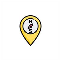 A yellow pin with a compass on it vector