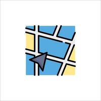 A map with a blue arrow pointing to it vector
