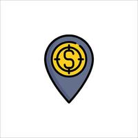 A map pin with a dollar sign on it vector