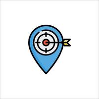 A map pin with an arrow and target vector