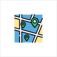 A map with a pin pointing to a location vector