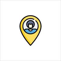 A location pin icon with a man in the middle vector