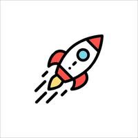 A rocket ship icon in a flat line style vector