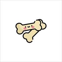 A cute dog bone icon with a pink face vector