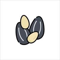A black and white drawing of two nuts vector