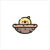 A cute little bird in a nest icon vector