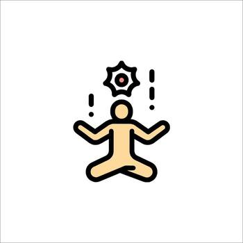 A man in meditation pose with a clock on his head vector