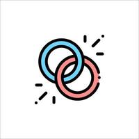 Two rings in a line icon vector