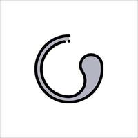 A black and white icon of a circular object vector