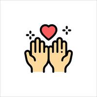 Two hands with a heart icon vector