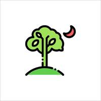 A tree with a moon on top of it vector