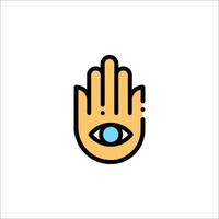 A hand with an eye on it, with a yellow outline vector