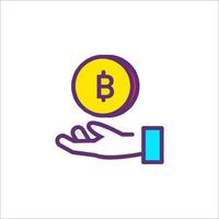 Bitcoin icon, illustration, flat line icon, flat line icon, bitcoin icon, bitcoin icon vector