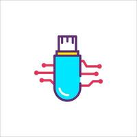A blue and red pen with a circuit board on it vector