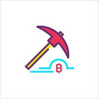 A hammer and a bitcoin icon vector