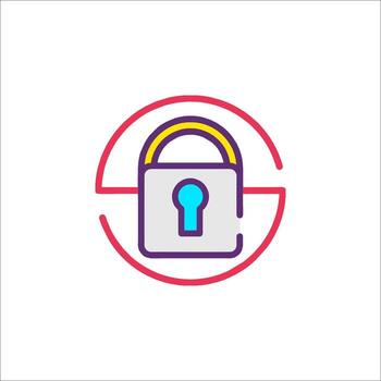A lock icon with a key inside vector