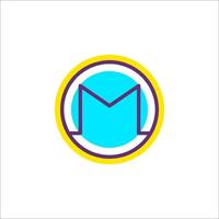 A blue and yellow logo with the letter m vector