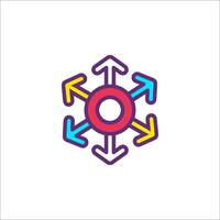 An arrow pointing to a snowflake icon vector