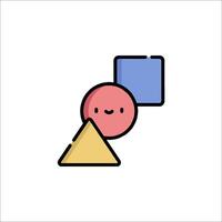 A cartoon character is holding a cube and a triangle vector