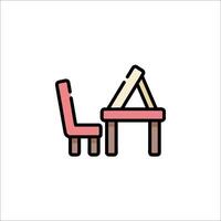 A chair and table with a drawing board on it vector