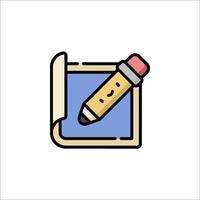 A pencil and a piece of paper are in a square vector