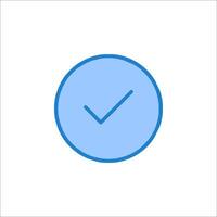 A blue check mark icon on a white background vector
