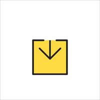 A yellow envelope with an arrow pointing down vector