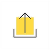 A yellow box with an arrow pointing up vector