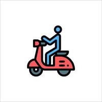 A man riding a scooter icon vector