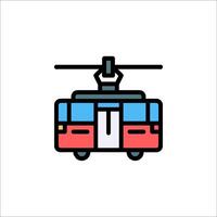 A tram on a white background with a red and blue vector