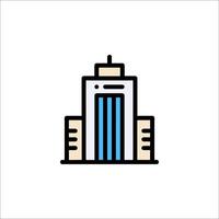 A building icon with a blue line vector
