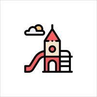 A playground with a slide and a castle vector