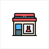A store front with a dress on the window vector
