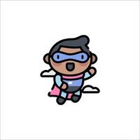A cartoon character with a blue mask and blue cape vector