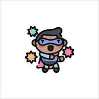 A cartoon character with a blue cape and stars vector