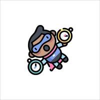 A cartoon character with a clock in his hand vector