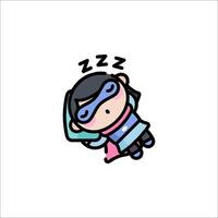 A cartoon character sleeping with a mask on vector