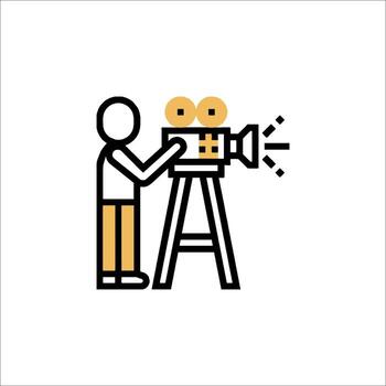 A man is holding a camera and pointing it at the camera vector