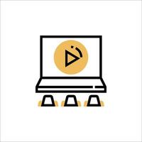 A laptop with a play button on it vector